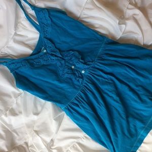 Blue Ruffle Tank Top